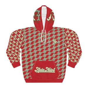 Alota Note$ '4Logo' Unisex Pullover Hoodie (AOP) 'DGMGR' Red