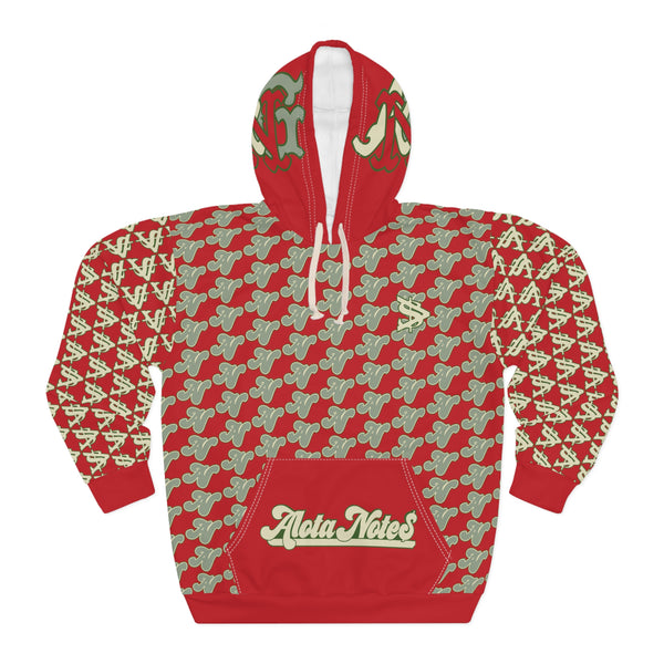 Alota Note$ '4Logo' Unisex Pullover Hoodie (AOP) 'DGMGR' Red