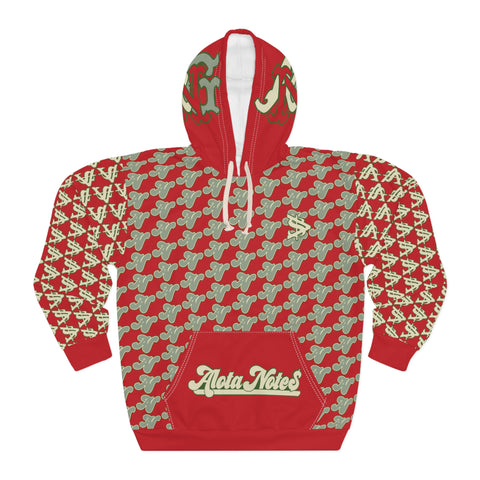 Alota Note$ '4Logo' Unisex Pullover Hoodie (AOP) 'DGMGR' Red