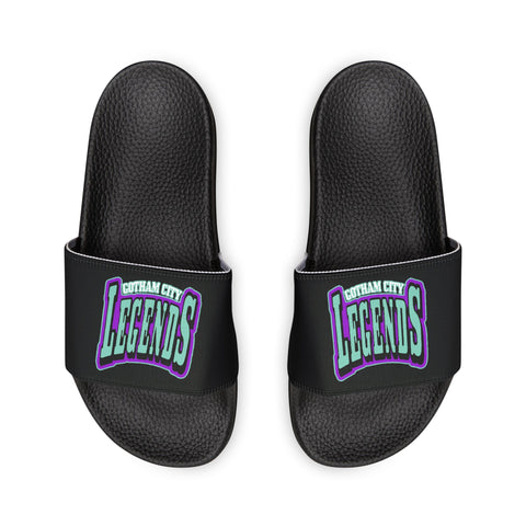 Gotham City Legends Men's PU Slide Sandals-Black/Teal/Purple