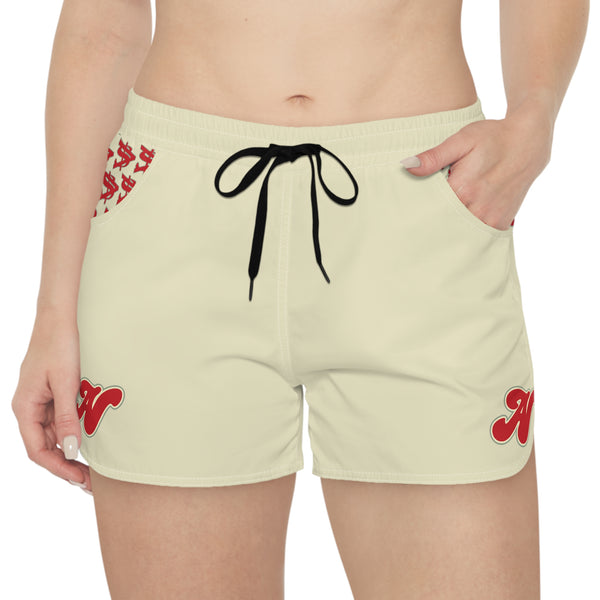 Alota Note$ Garmentry Women's Casual Boy Shorts - (AOP) - DGMGR Cream