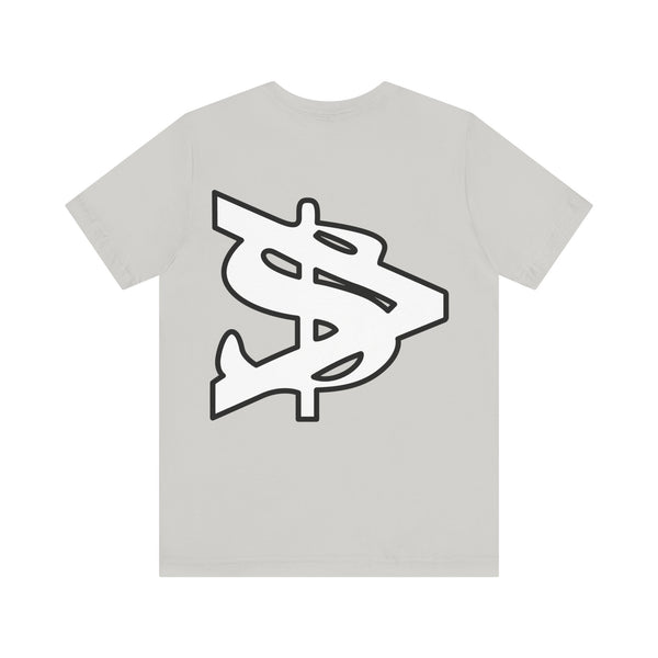 Alota Note$ Garmentry White Lettermark/Wordmark Combo Logo x Dollar Sign Icon Unisex Jersey Short Sleeve Tee