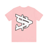 Alota Note$ Garmentry White Lettermark/Wordmark Combo Logo x Dollar Sign Icon Unisex Jersey Short Sleeve Tee