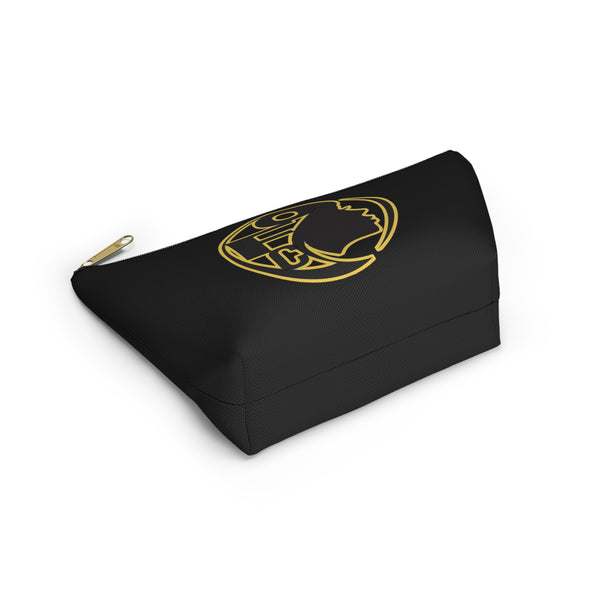 On Fleek Cosmetics Accessory Pouch w T-bottom w/ OFC Seal Logo - Black/Yellow