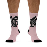 Alota Note$ Garmentry Monogram(Blk) DTG Socks-Baby Pink