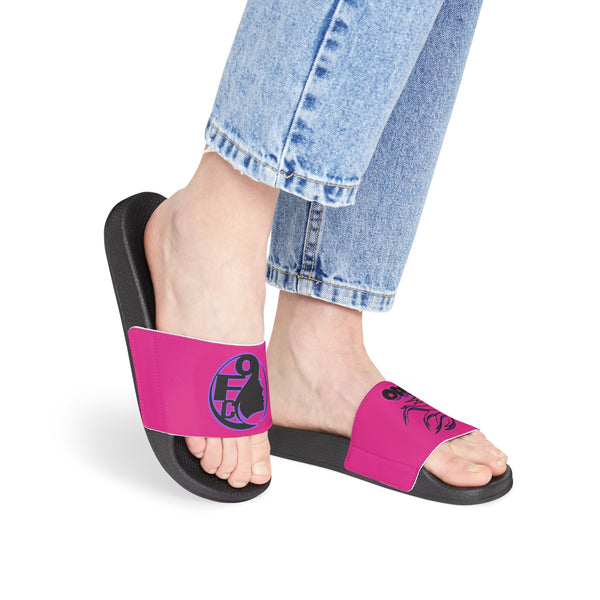 On Fleek Cosmetics Women's PU Slide Sandals-hot pink/hot pink