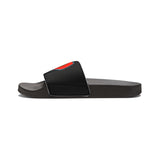 On Fleek Cosmetics Women's PU Slide Sandals-black/orange