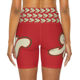 Alota Note$ Garmentry Lettermark & Icon Pattern High Waisted Yoga Shorts (AOP) - DGMGR Red