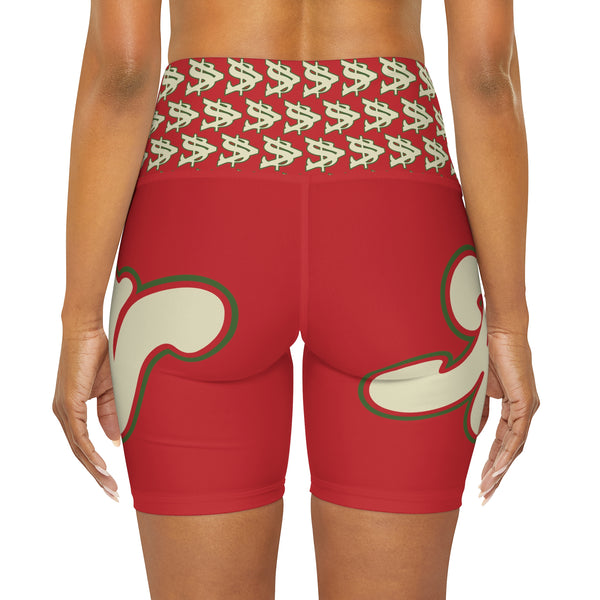 Alota Note$ Garmentry Lettermark & Icon Pattern High Waisted Yoga Shorts (AOP) - DGMGR 1