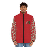 Puffer Jacket - Alota Note$ Icon Pattern Sleeve Men's Jacket - DGMGR Red