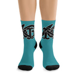 Alota Note$ Garmentry Monogram(Blk) DTG Socks-Turquoise