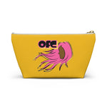 On Fleek Cosmetics Accessory Pouch w T-bottom - Yellow/Pink