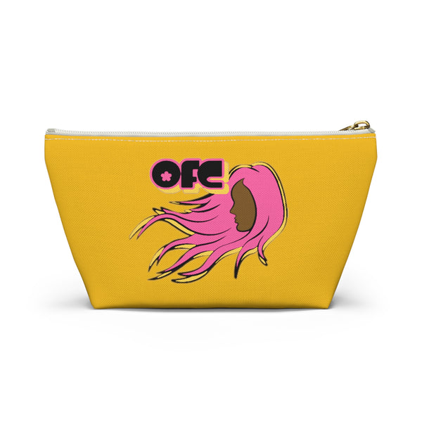 On Fleek Cosmetics Accessory Pouch w T-bottom - Yellow/Pink