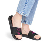 On Fleek Cosmetics Women's PU Slide Sandals-black/hot pink/purple