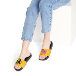 On Fleek Cosmetics Women's PU Slide Sandals-yellow/yellow