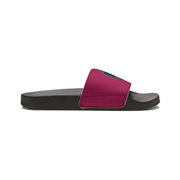 On Fleek Cosmetics Women's PU Slide Sandals-deep pink/teal/deep pink