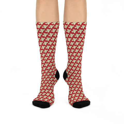 Alota Note$ Lettermark Cushioned Crew Socks - DGMGR Red