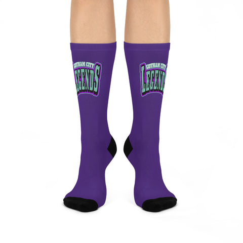 Gotham City Legends Cushioned Crew Socks - Purple/Purple/Teal