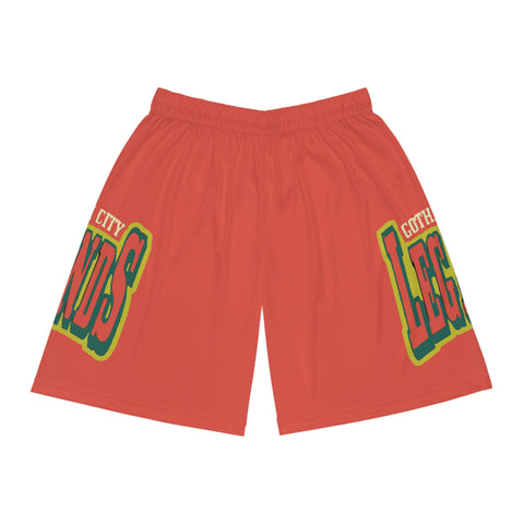 Gotham City Legends Basketball Shorts (AOP)-Tomato/Pine/Goldenrod Lime