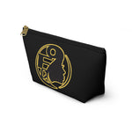 On Fleek Cosmetics Accessory Pouch w T-bottom w/ OFC Seal Logo - Black/Yellow