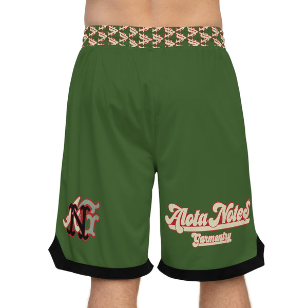 Alota Note$ Garmentry Basketball Rib Shorts (AOP) - DGMGR Green