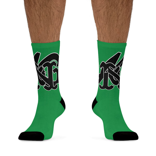 Alota Note$ Garmentry Monogram(Blk) DTG Socks-Kelly Green