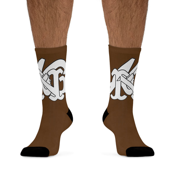 Alota Note$ Garmentry Monogram DTG Socks-Brown