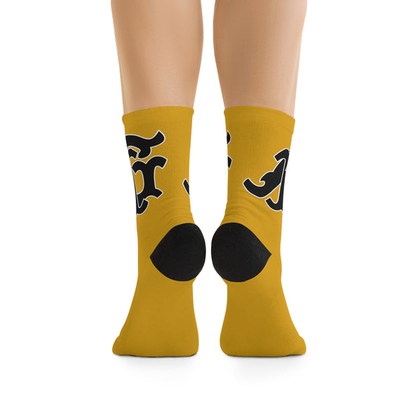 Alota Note$ Garmentry Monogram(Blk) DTG Socks-Pineapple