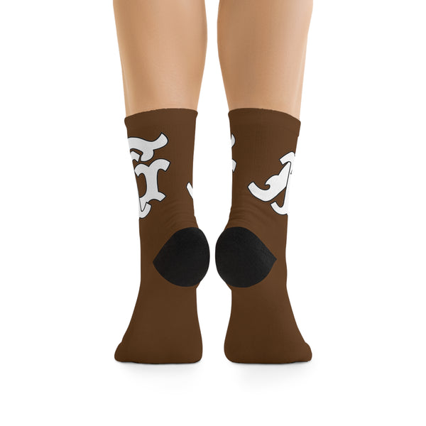 Alota Note$ Garmentry Monogram DTG Socks-Brown