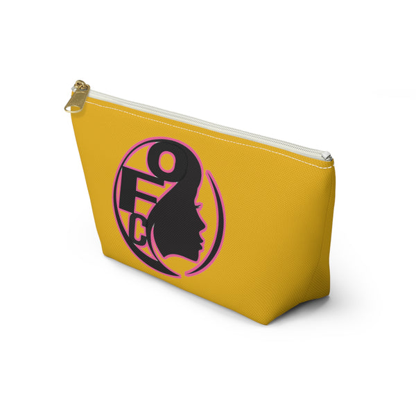 On Fleek Cosmetics Accessory Pouch w T-bottom - Yellow/Pink