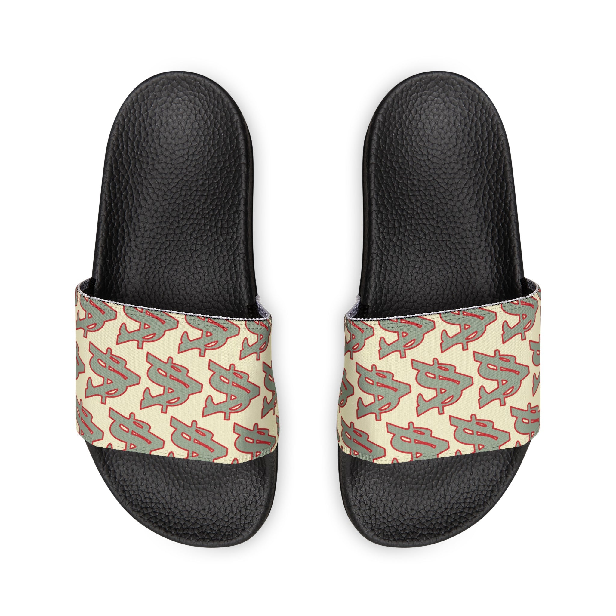 Alota Note$ Garmentry ‘>$’ Icon Pattern Men's Slide Sandals - DGMGR Oatmeal