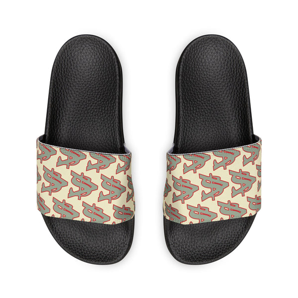 Alota Note$ Garmentry ‘>$’ Icon Pattern Men's Slide Sandals - DGMGR Oatmeal