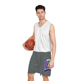 Gotham City Legends Basketball Shorts (AOP)-Charcoal/Teal/Purple