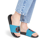 On Fleek Cosmetics Women's PU Slide Sandals-turquoise/orange