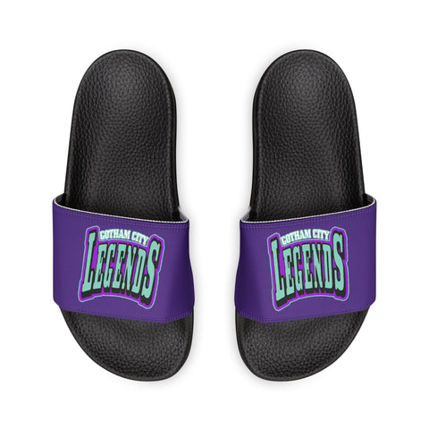 Gotham City Legends Men's PU Slide Sandals-Purple/Teal/Purple