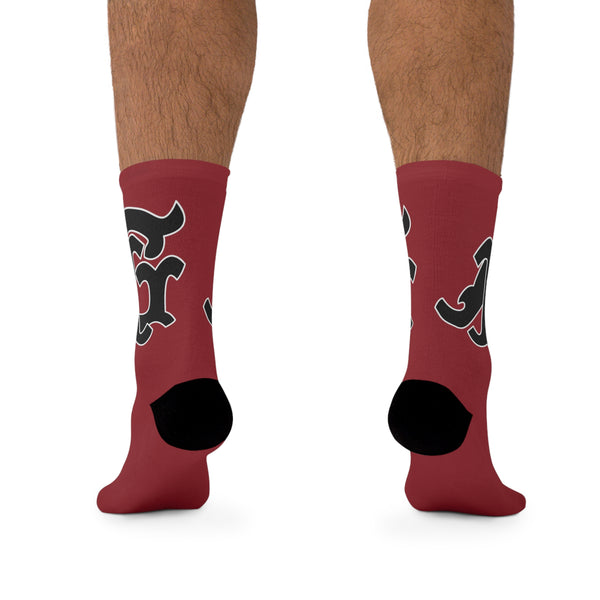 Alota Note$ Garmentry Monogram(Blk) DTG Socks-Chilli