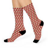 Alota Note$ Lettermark Cushioned Crew Socks - DGMGR Red