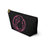 On Fleek Cosmetics Accessory Pouch w T-bottom - Black/Pink