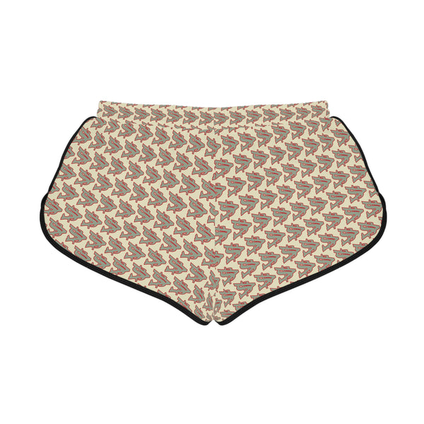 Alota Note$ Garmentry >$ Icon Pattern Women's Relaxed Boy Shorts (AOP) - DGMGR Oatmeal