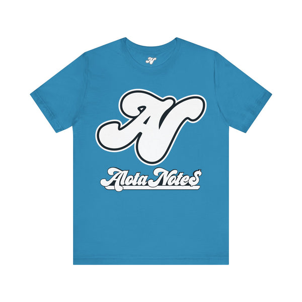 Alota Note$ Garmentry White Lettermark/Wordmark Combo Logo x Dollar Sign Icon Unisex Jersey Short Sleeve Tee