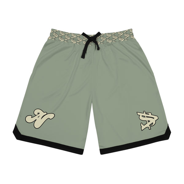 Alota Note$ Garmentry Basketball Rib Shorts (AOP) - DGMGR mint