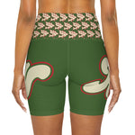 Alota Note$ Garmentry Lettermark & Icon Pattern High Waisted Yoga Shorts (AOP) - DGMGR Hunter