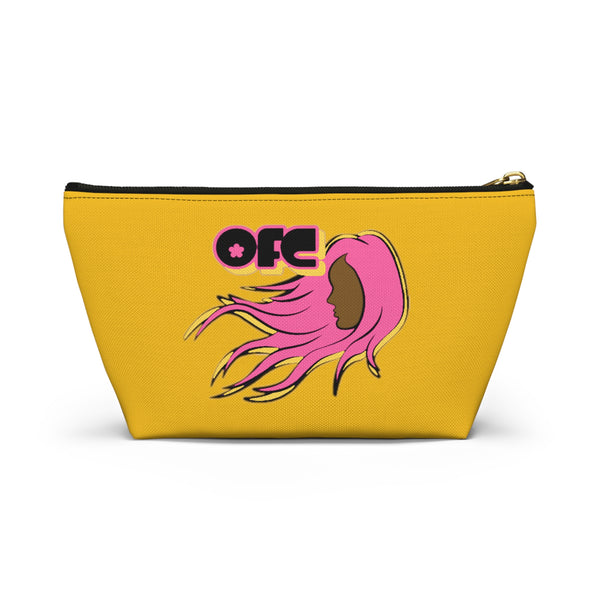 On Fleek Cosmetics Accessory Pouch w T-bottom - Yellow/Pink