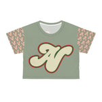 Alota Note$ Garmentry Lettermark/Monogram &  ‘>$’ Icon Pattern Sleeve Crop Tee (AOP) - DGMGR 5