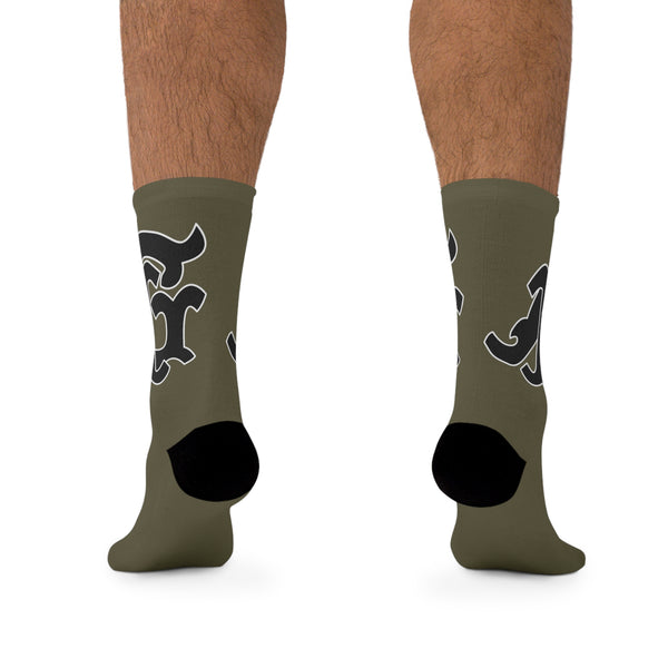 Alota Note$ Garmentry Monogram(Blk) DTG Socks-Olive