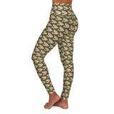 Alota Note$ Garmentry ‘>$’ Icon Pattern High Waisted Yoga Leggings (AOP) - DGMGR Forest