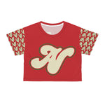 Alota Note$ Garmentry Lettermark/Monogram &  ‘>$’ Icon Pattern Sleeve Crop Tee (AOP) - DGMGR 4