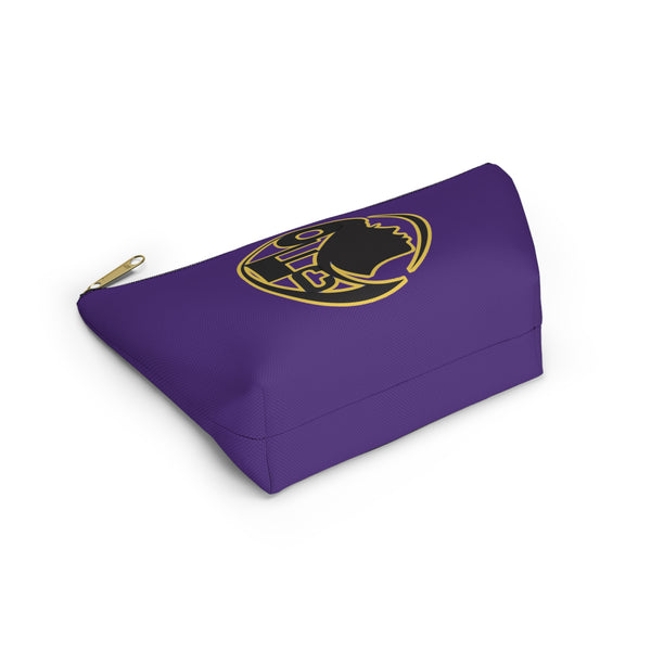 On Fleek Cosmetics Accessory Pouch w T-bottom w/ OFC Seal Logo - Purple/Yellow