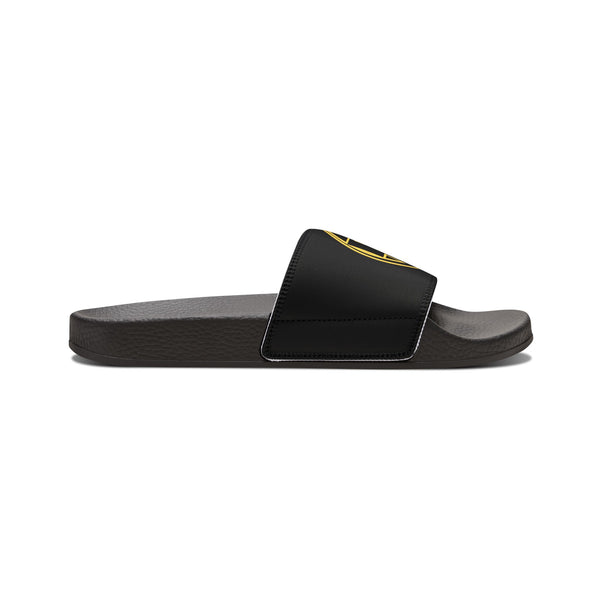 On Fleek Cosmetics Women's PU Slide Sandals-black/yellow