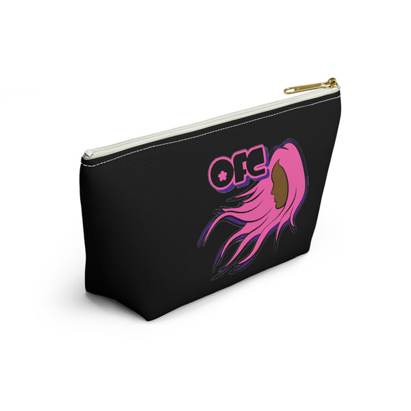 On Fleek Cosmetics Accessory Pouch w T-bottom - Black/Pink